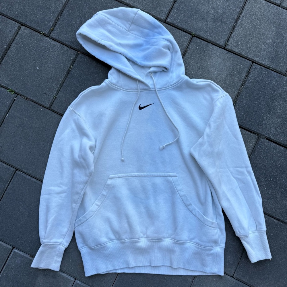 Nike Men's White center swoosh Hoodie
